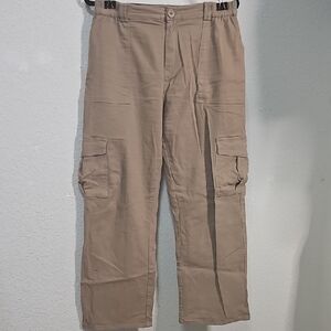 Women's Tan Wide Leg Cargo Pants